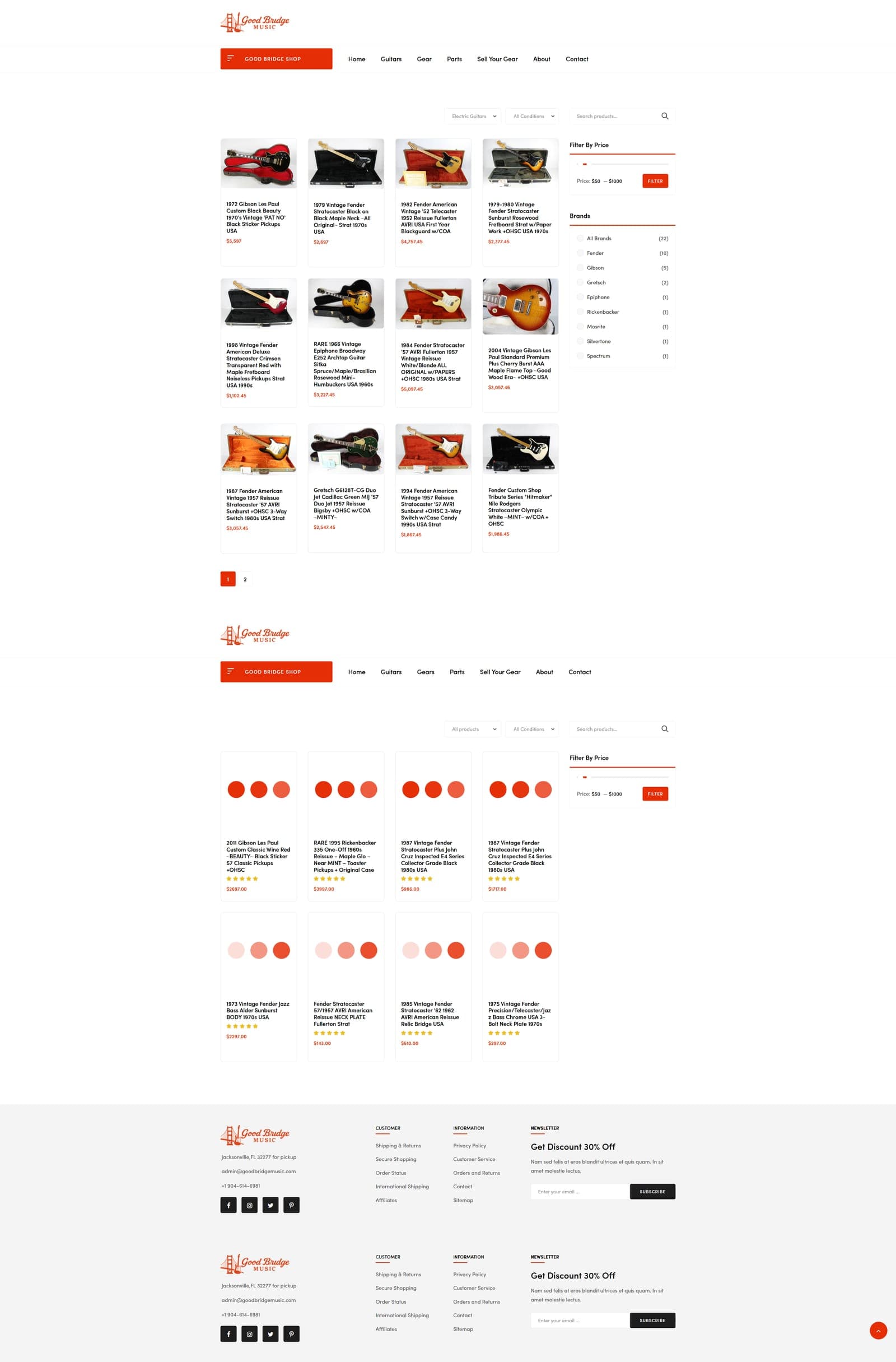 Good Bridge Music old website — shop page